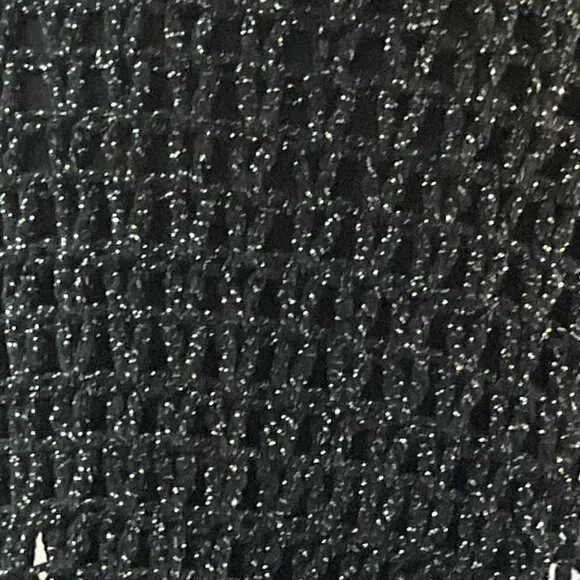 Vintage Handmade Black Crochet Shawl with Silver Highlights - Picture 5 of 16